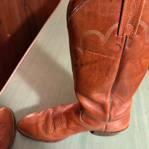 Vintage Mens J Chisholm 911 Brown Leather Cowboy Western Boots Size 9 D - Picture 6 of 11